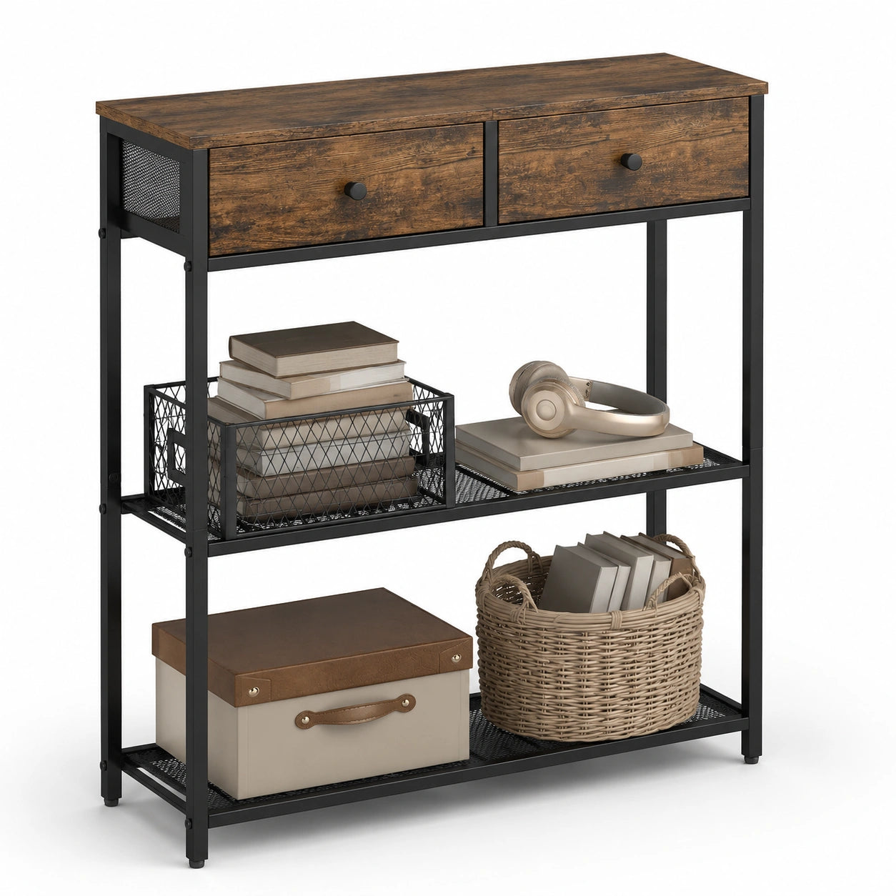 table-d-entree-etroite-avec-tiroirs-en-tissu-et-niveaux-multiples-marron-rustique-mkwupw1095mt